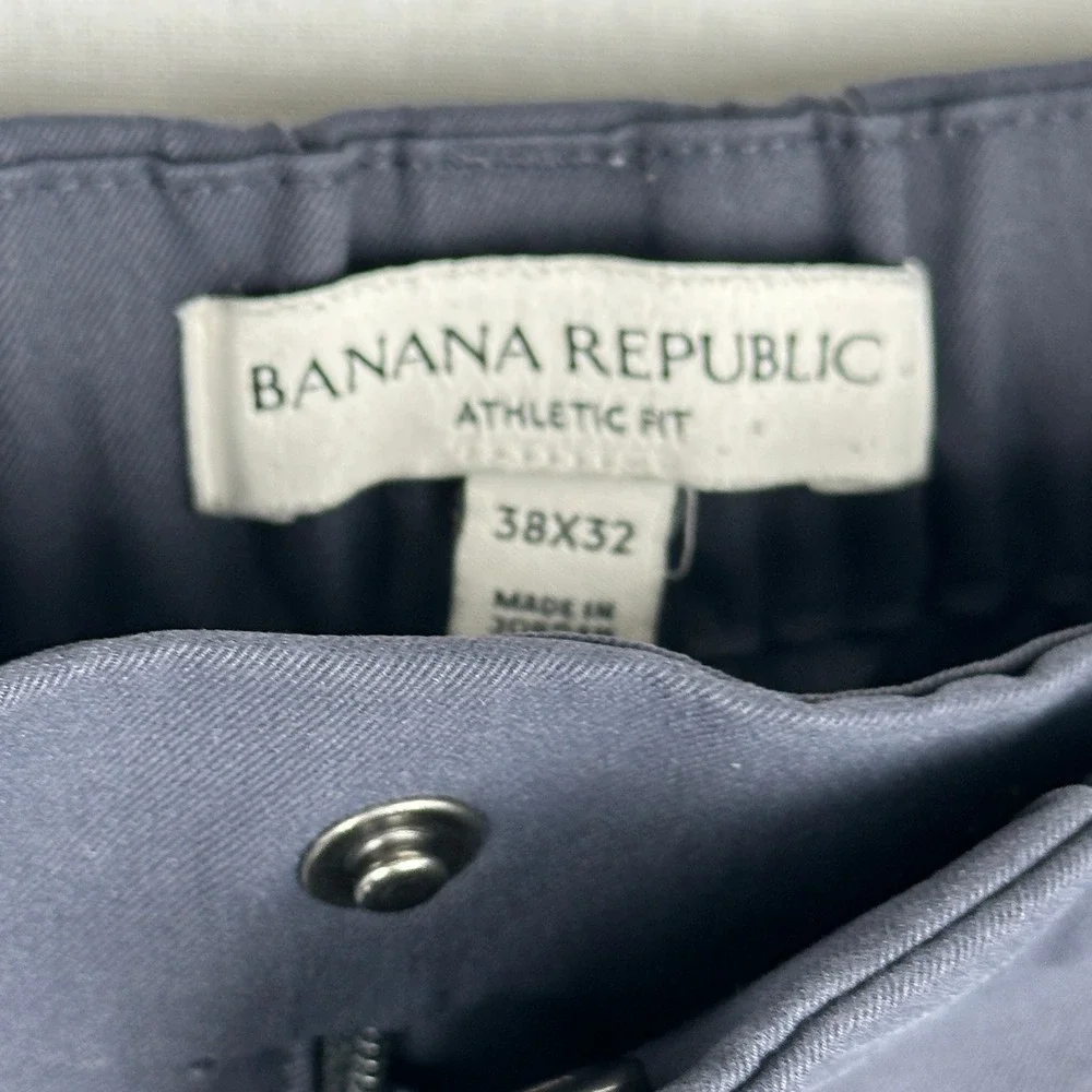 Banana Republic Athletic Fit Stretch Waist‎ Pants Gray Blue Men's 38x32